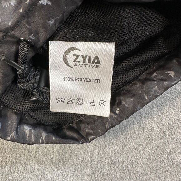 Zyia Active Black Leopard Hooded Windbreaker Bomber Jacket Womens X-Small Zip Up - Picture 8 of 9